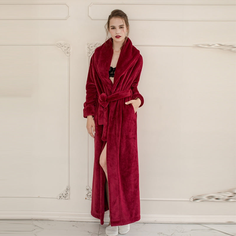 Men's Thick Coral Flannel Bathrobe - Plus Size Available