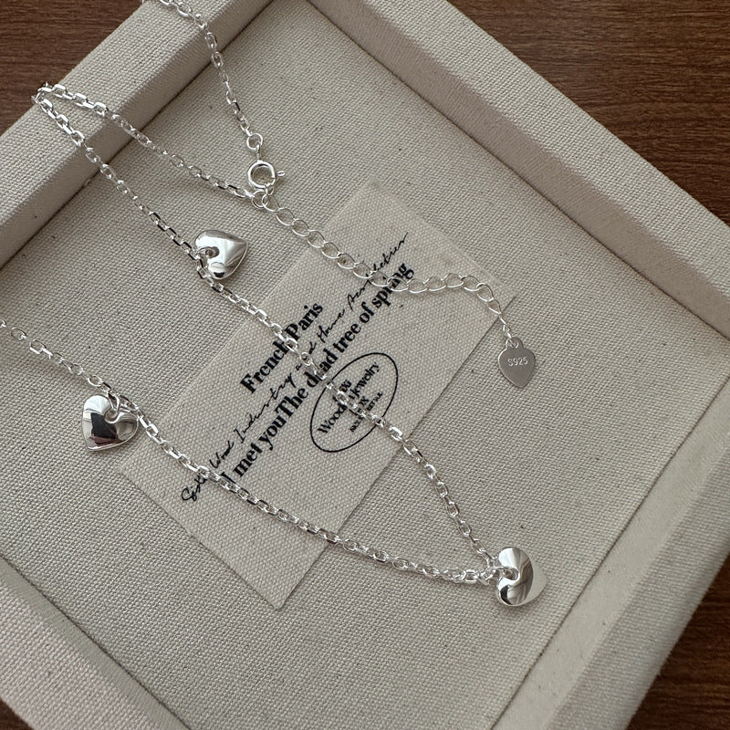 S925 Sterling Silver Pleated Heart Bracelet