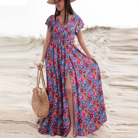 Women’s High-Waist Casual Color-Contrast Slimming Dress