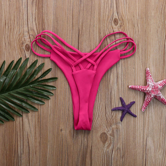 Solid Color Bikini – Cross Strap Sand Briefs for Women