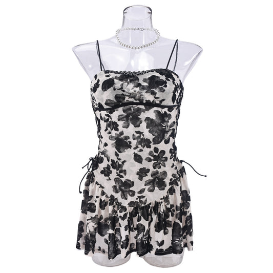 Women’s Backless Ultra-Slim Lace-Up See-Through Nightdress
