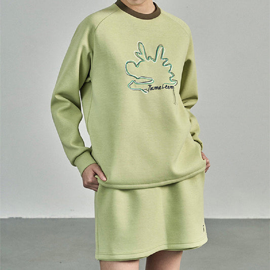 Embroidered Air Layer Sweater Loungewear Set