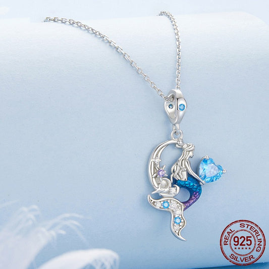 Platinum-Plated S925 Silver Mermaid Necklace
