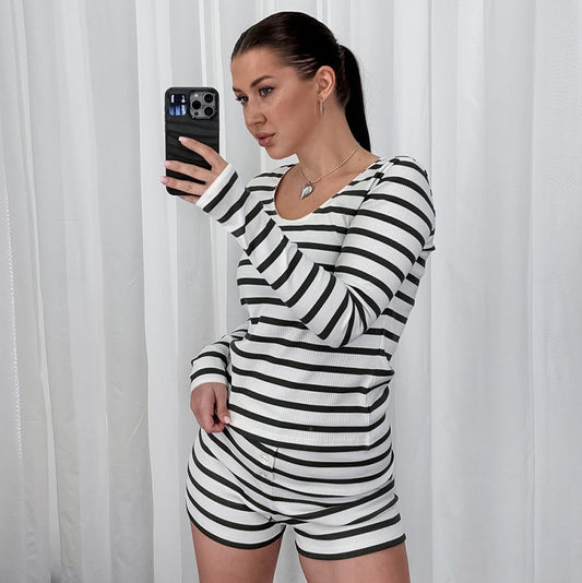 Women’s Striped Knitted Pajama Set