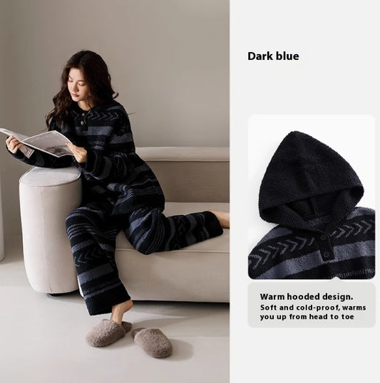 Women's Coral Fleece Pajamas - Cozy Round Neck Pullover Set