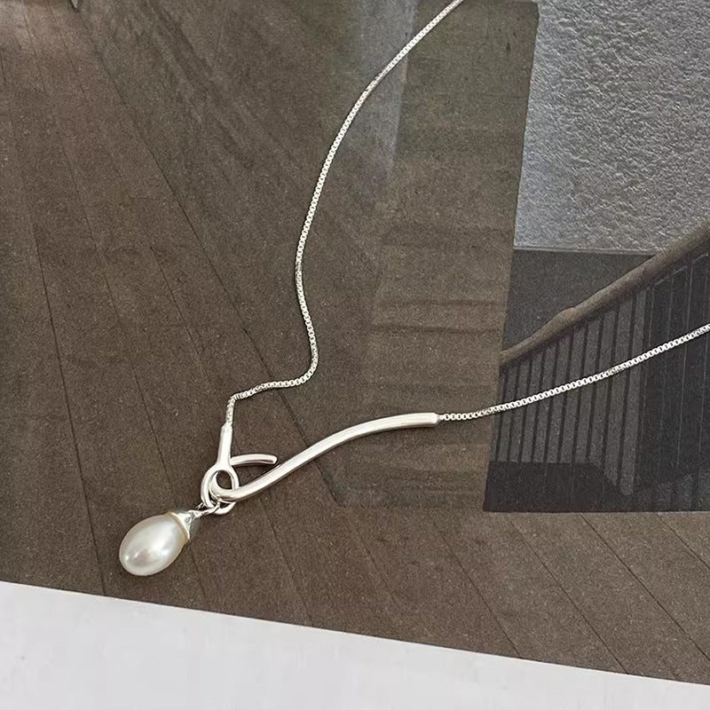 S925 Sterling Silver Bar Pearl Necklace for Women