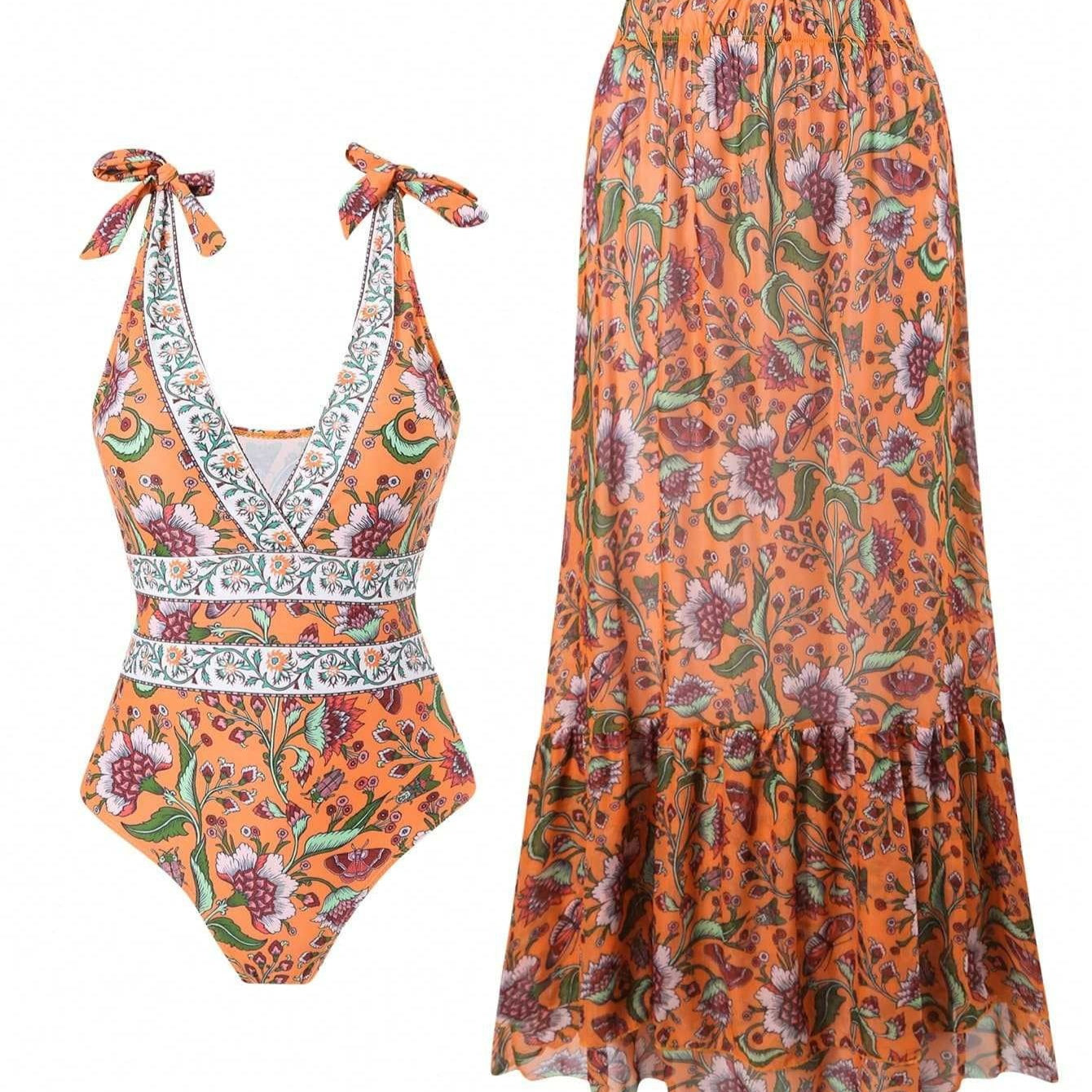 Ethnic Style One-Piece Swimsuit for Women