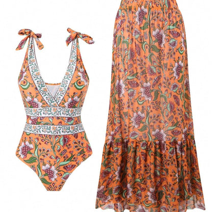 Ethnic Style One-Piece Swimsuit for Women