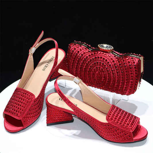 Women's Rhinestone Peep Toe Slippers - Elegant Design