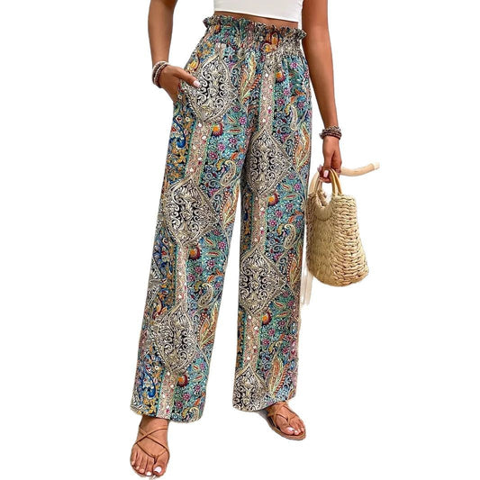 Women’s Bohemian Print Wide-Legged Pants – Fashion Style