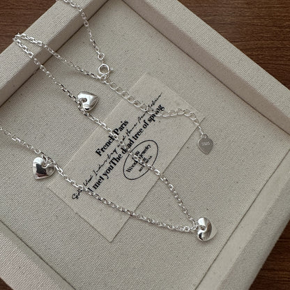 S925 Sterling Silver Pleated Heart Bracelet