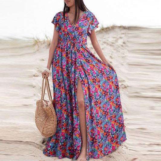 Women’s High-Waist Casual Color-Contrast Slimming Dress