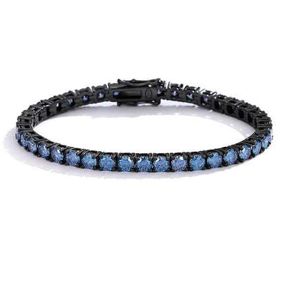 Minimalist Full-Crystal Sterling Silver Couple Bracelets