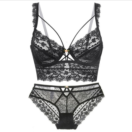 Ultra-Thin Lace Embroidered Bra Set
