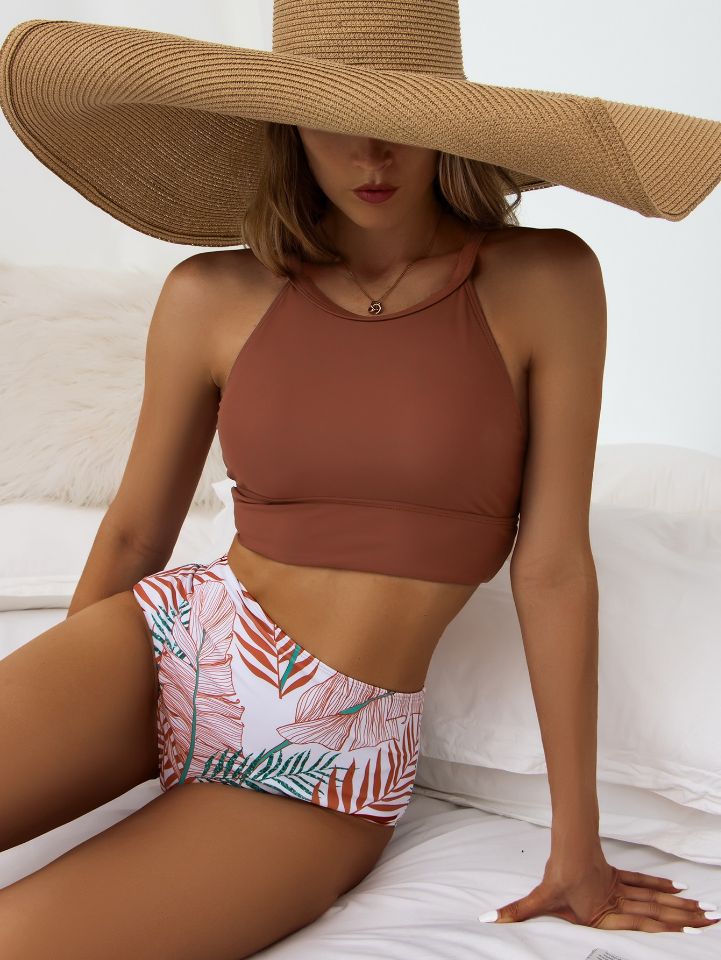 Women's Printed High Waist Split Bikini