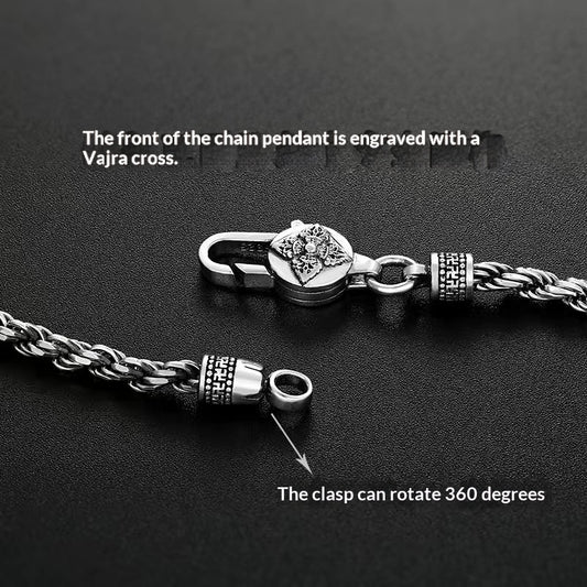 925 Sterling Silver Vajra Hemp Rope Necklace