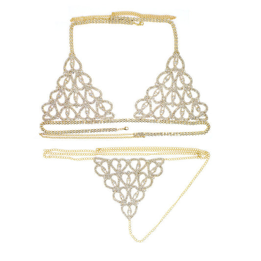 Rhinestone Claw Chain Body Set – Sexy Bra & Panty Lingerie