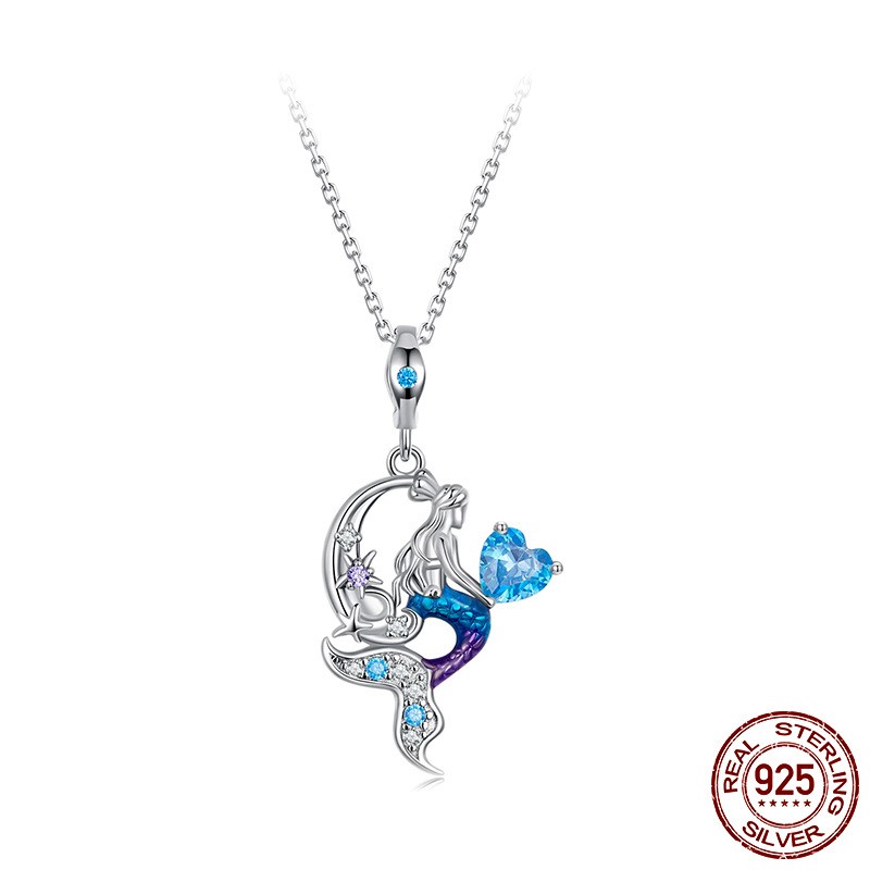 Platinum-Plated S925 Silver Mermaid Necklace
