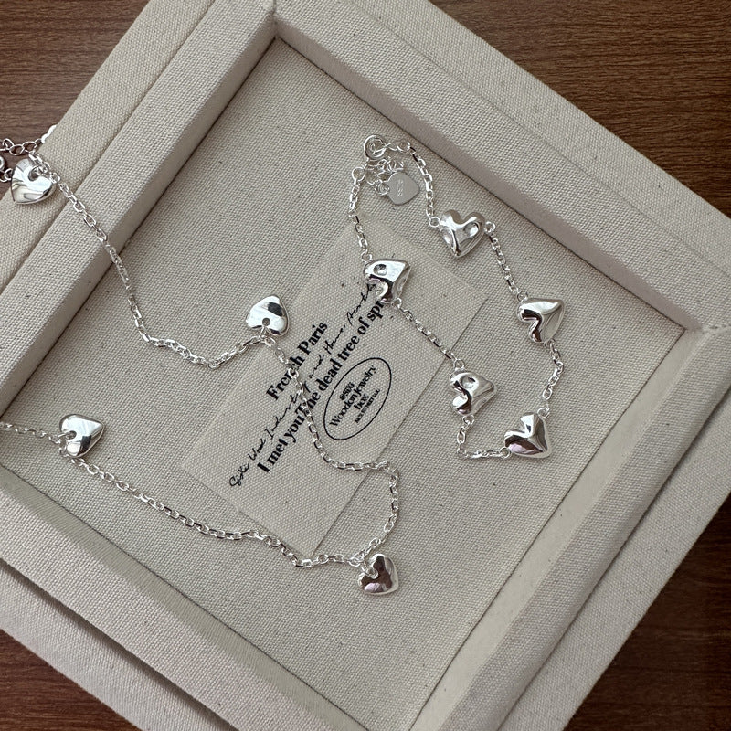 S925 Sterling Silver Pleated Heart Bracelet