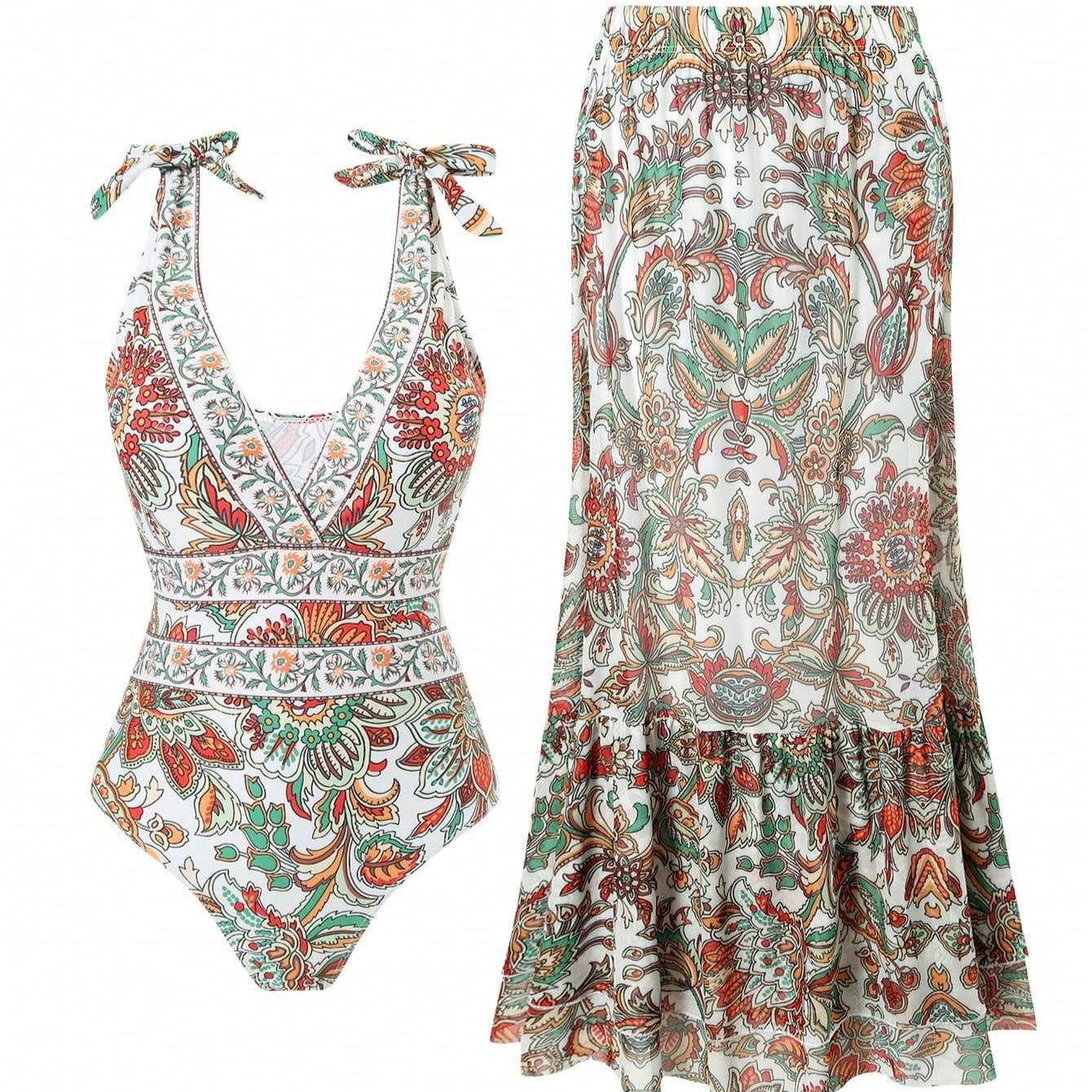 Ethnic Style One-Piece Swimsuit for Women