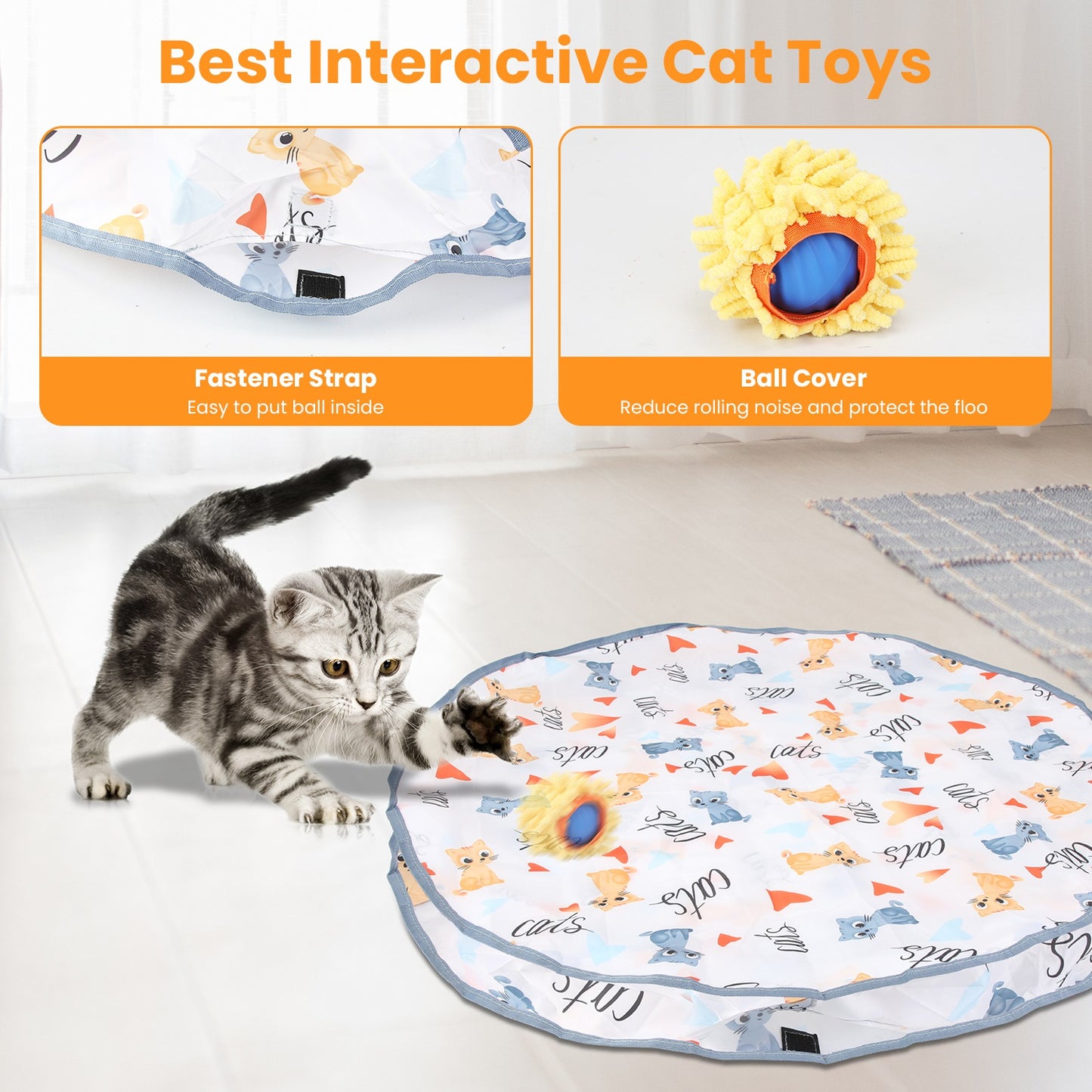 1Pc Cat Toys Ball Fast Rolling In Pouch Rechargeable Motion Activated Interactive Cat Toys For Indoor Cats Hide And Seek Mouse Catching Game