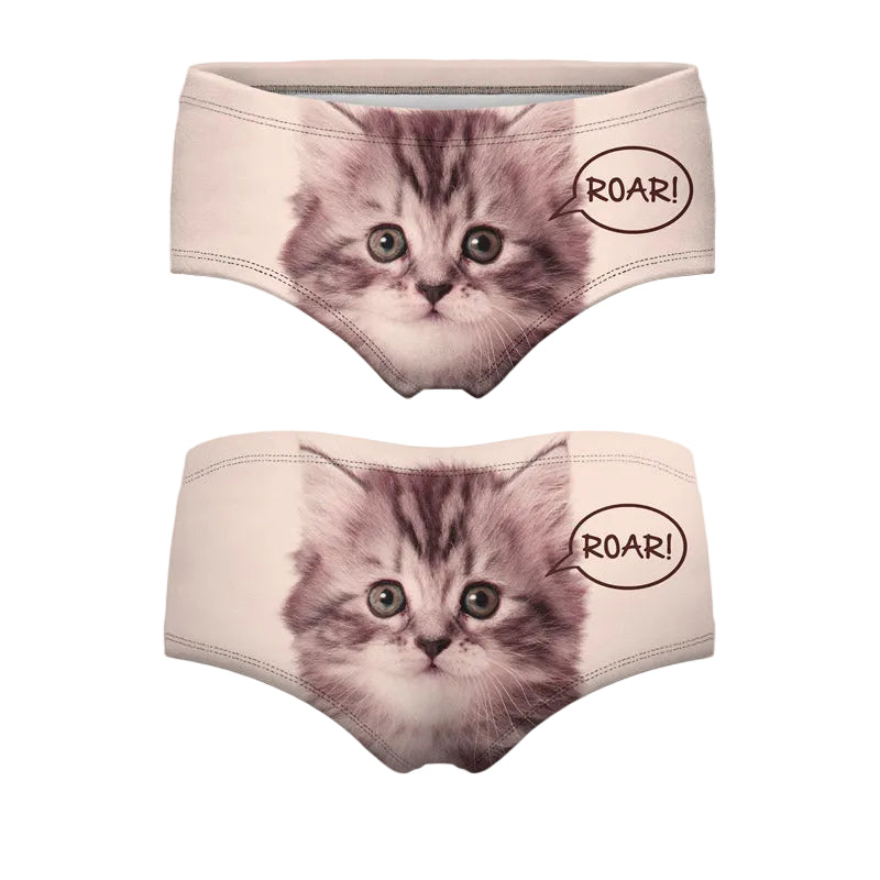 3D Cat Print Cotton Panties