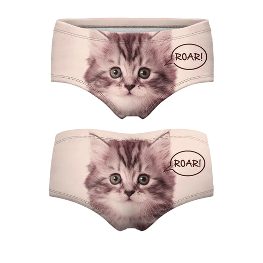 3D Cat Print Cotton Panties