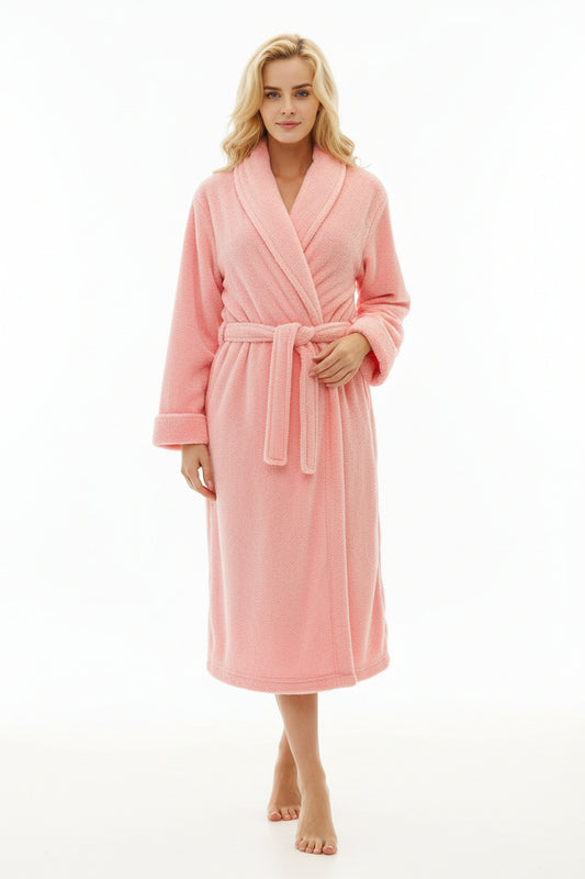 Men's Thick Coral Flannel Bathrobe - Plus Size Available