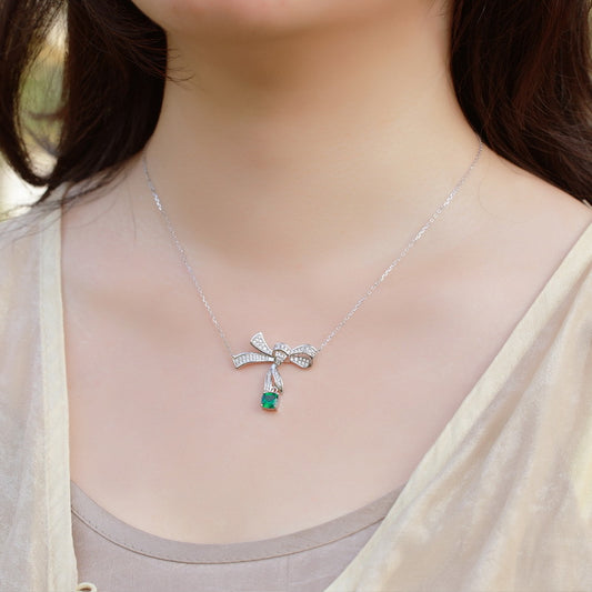 S925 Sterling Silver Bow-Knot Necklace