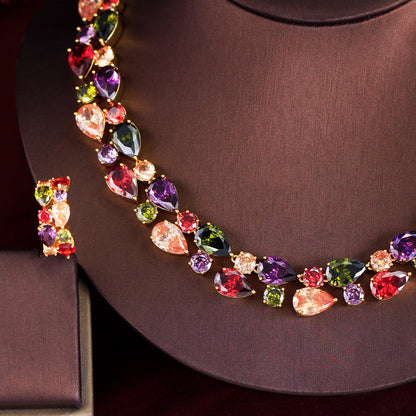 Colorful Waterdrop Necklace & Earring Set