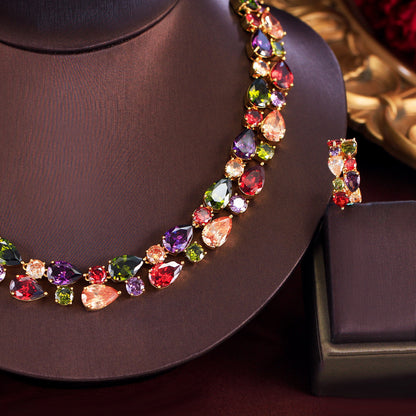 Colorful Waterdrop Necklace & Earring Set