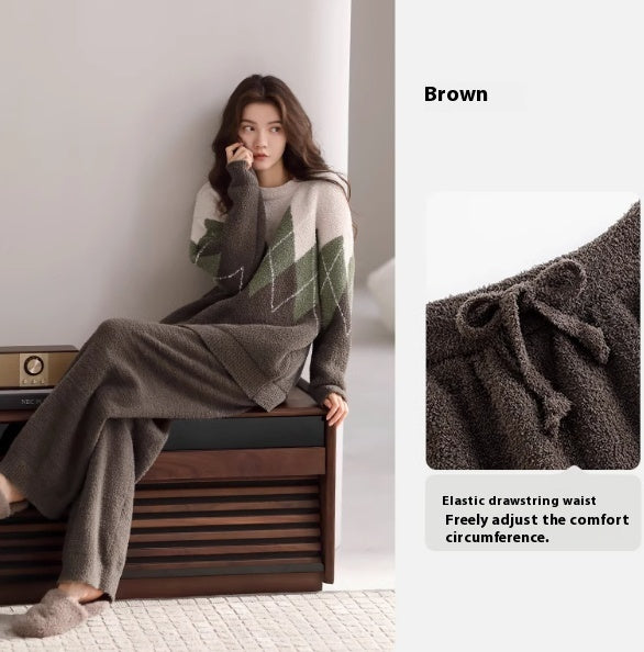 Women's Coral Fleece Pajamas - Cozy Round Neck Pullover Set