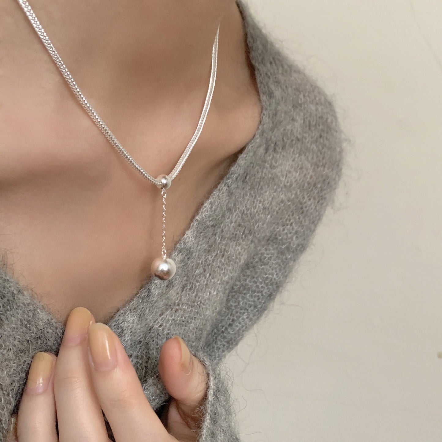 S925 Sterling Silver Spherical Necklace