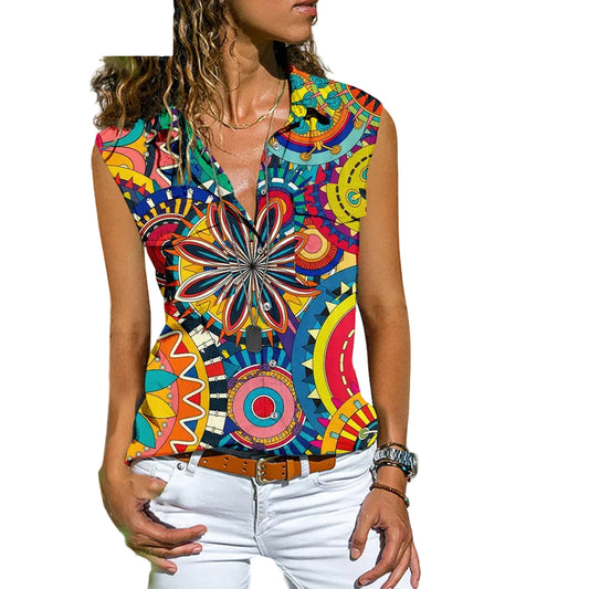 Women’s Fashionable Bohemian Loose Sleeveless Shirt