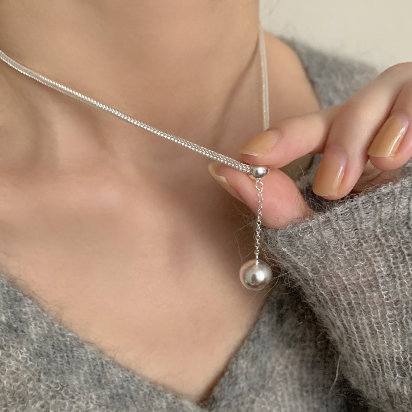 S925 Sterling Silver Spherical Necklace