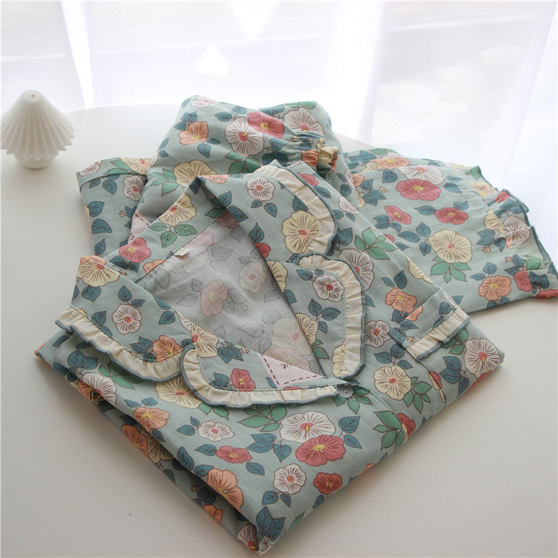 Women's Cotton Sweet Lace Pajama Set - Spring Summer