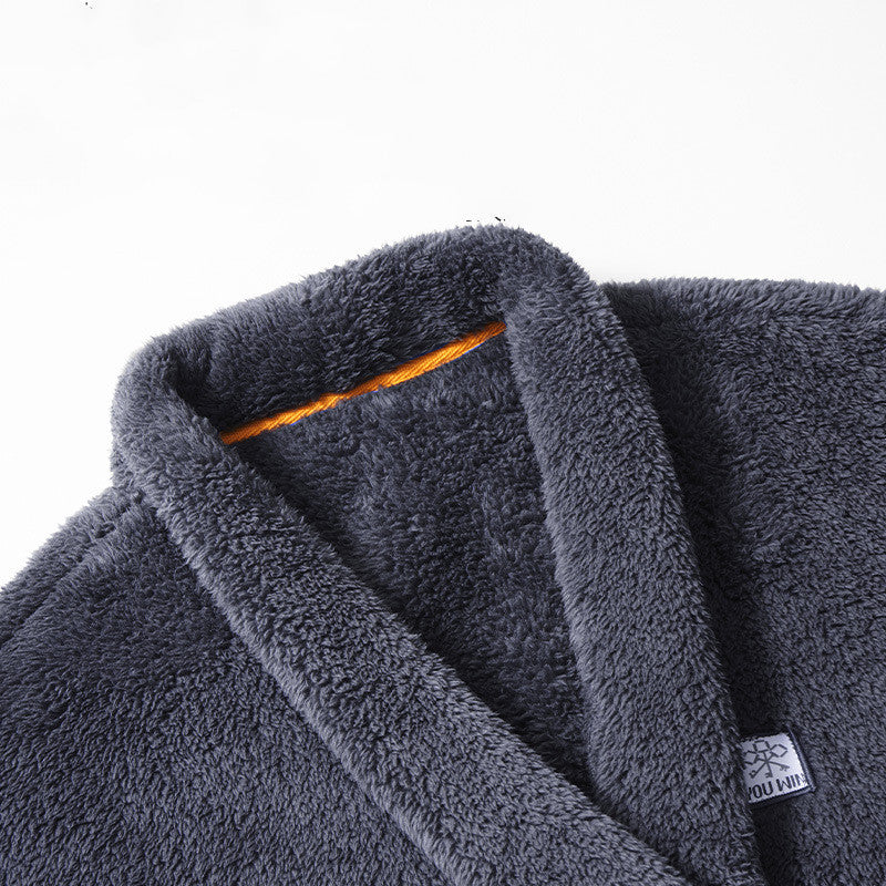 Men's Plush Coral Velvet Nightgown - Warm Robe