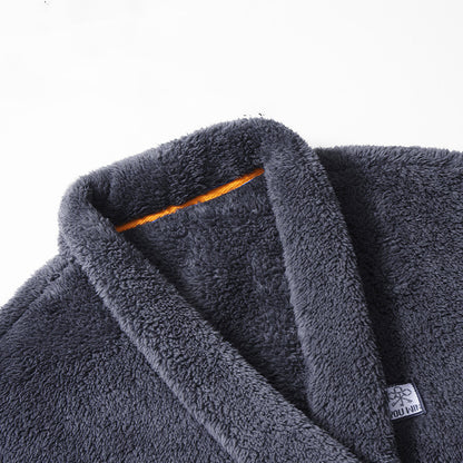 Men's Plush Coral Velvet Nightgown - Warm Robe