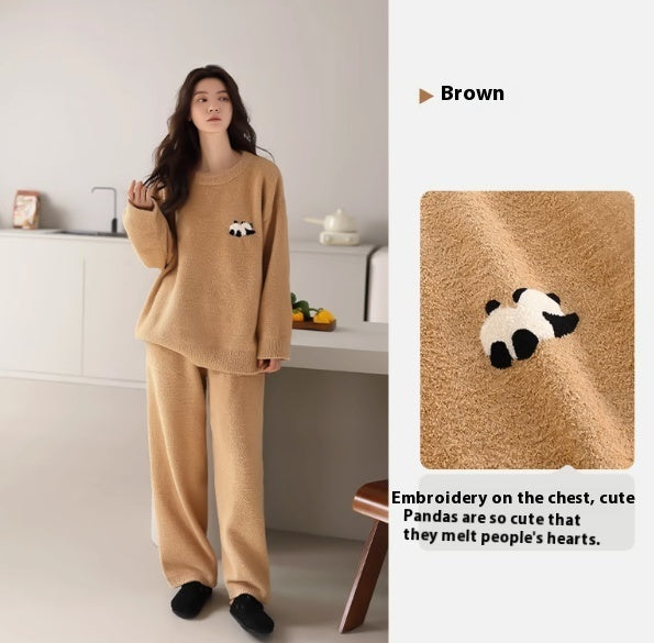 Women's Coral Fleece Pajamas - Cozy Round Neck Pullover Set