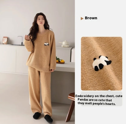 Women's Coral Fleece Pajamas - Cozy Round Neck Pullover Set