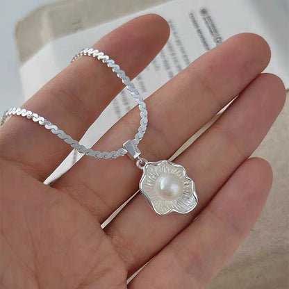 S925 Sterling Silver Poached Egg Pearl Necklace