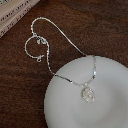 S925 Sterling Silver Poached Egg Pearl Necklace