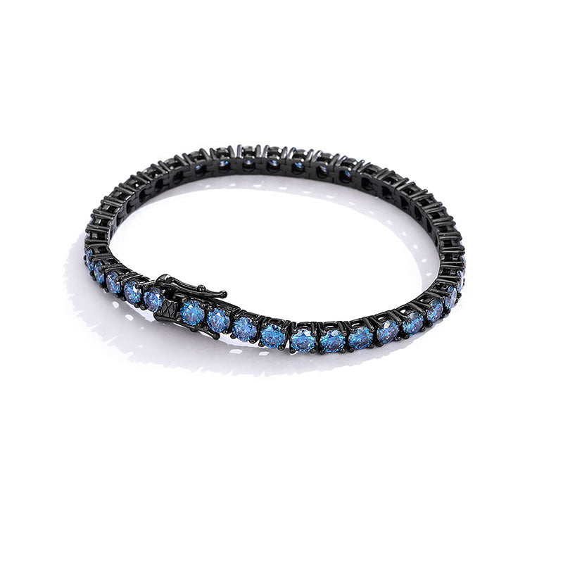 Minimalist Full-Crystal Sterling Silver Couple Bracelets