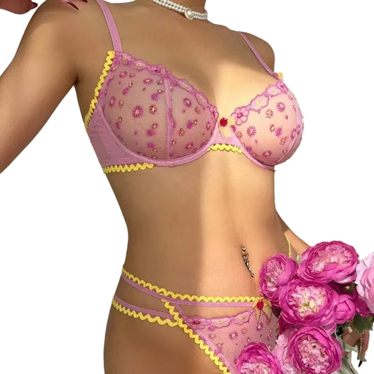 Ultra-Thin Embroidered Lingerie Set