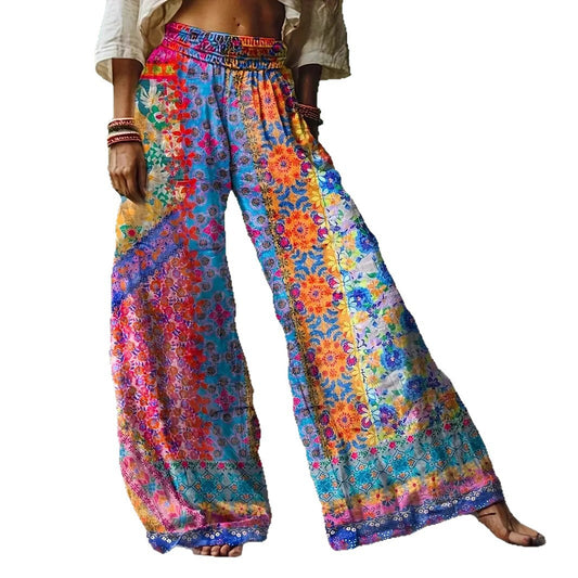 Women’s Bohemian Loose Wide-Leg Vacation Pants