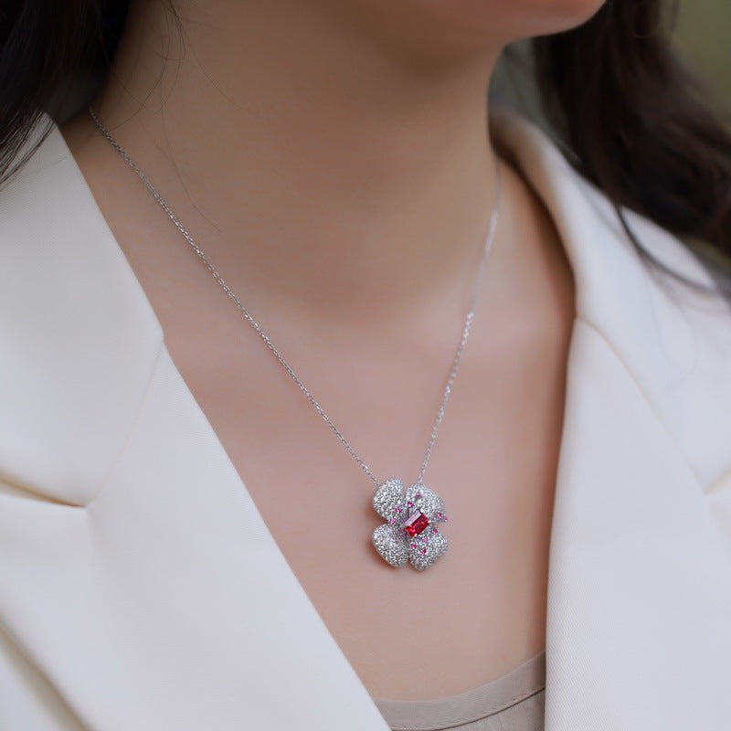 S925 Sterling Silver Four-Leaf Clover Necklace