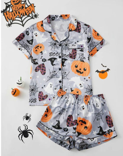 Women’s Halloween Satin Pajama Set