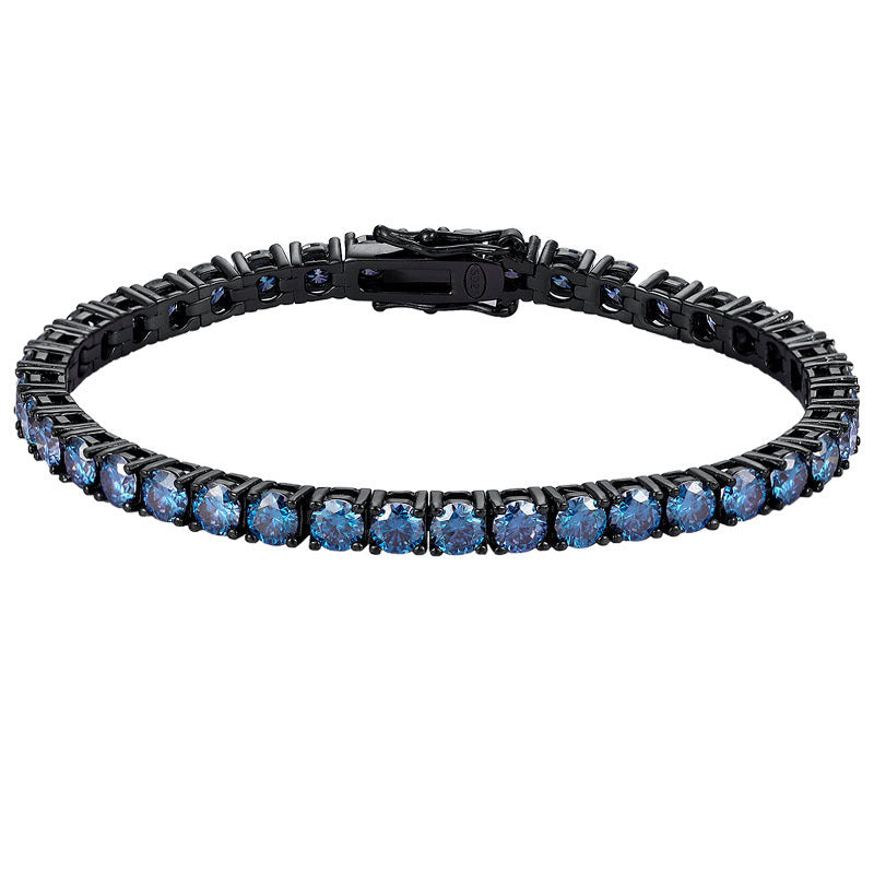 Minimalist Full-Crystal Sterling Silver Couple Bracelets