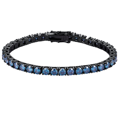 Minimalist Full-Crystal Sterling Silver Couple Bracelets