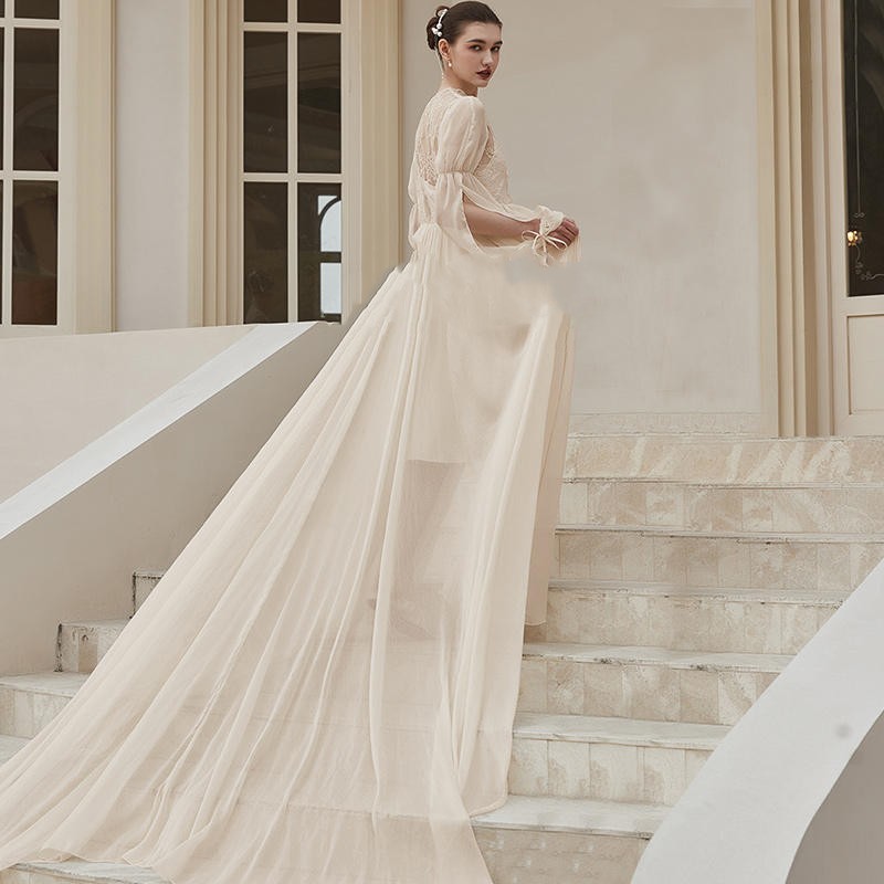 Women's Ostrich Feather Light Gauze Pajama Suspender Set